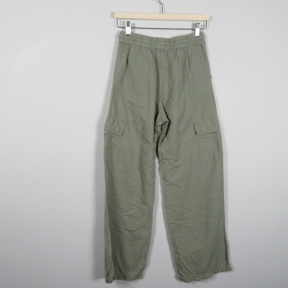 Pact Womens Cargo Pants Wide Leg Pull On Organic Cotton Hemp Green Size S Tie - Picture 6 of 11